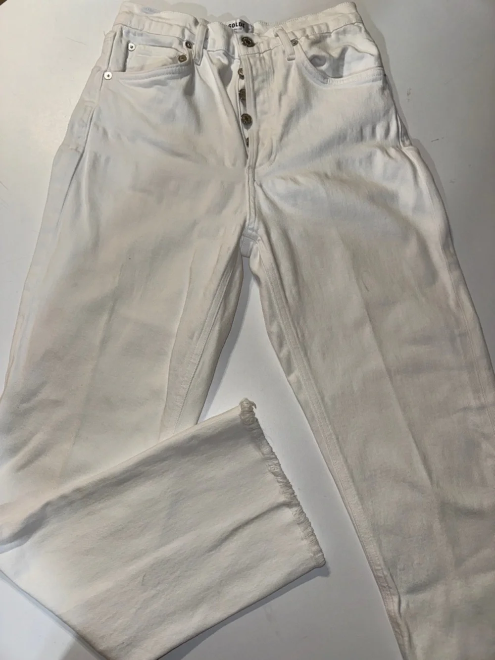 Women’s Agolde‎ Riley High Rise Straight Jeans in Sour Cream size 25